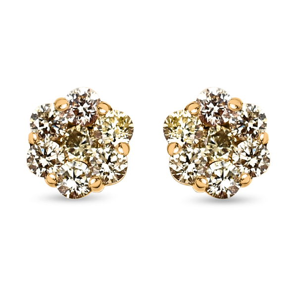 14K Yellow Gold Natural Yellow Diamond (SI) Stud Earrings (with Push Back) 0.50 Ct.