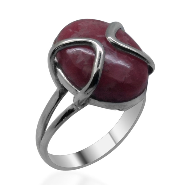 Royal Bali Collection Argentinian Rhodochrosite (Ovl) Solitaire Ring in Sterling Silver 11.970 Ct.