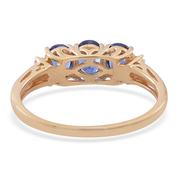 ILIANA 18K Y Gold Rare Ceylon Sapphire (Ovl), Diamond Ring 1.500 Ct.
