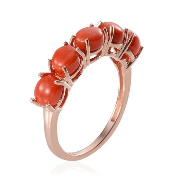 Natural Mediterranean Coral Ring in Sterling Silver