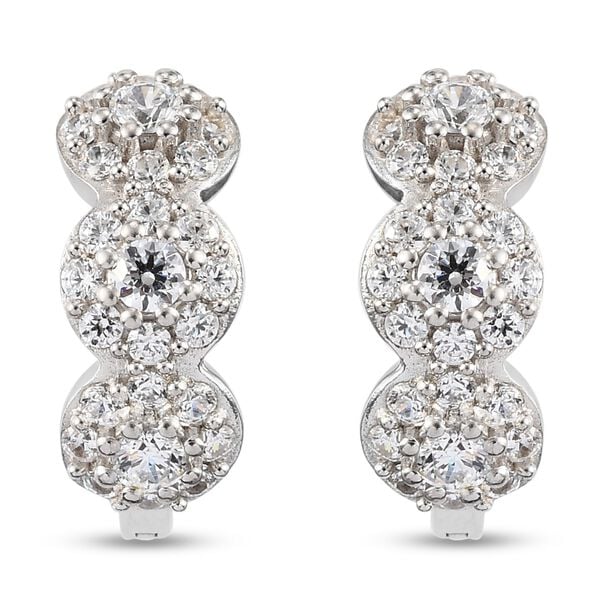 J Francis Made with SWAROVSKI ZIRCONIA Cluster Earrings in Platinum ...