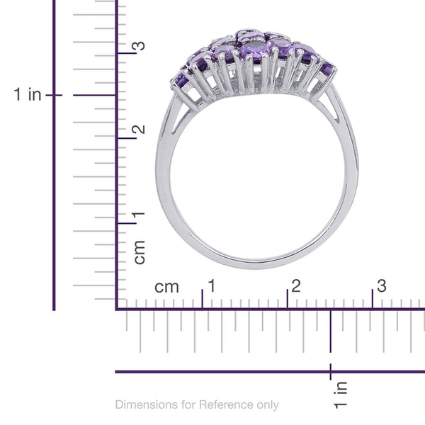 Uruguay Amethyst (Ovl) Cluster Ring in Platinum Overlay Sterling Silver 3.250 Ct.