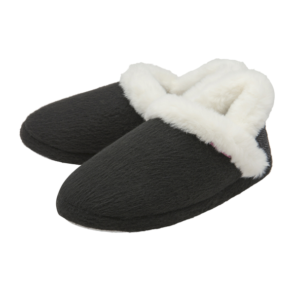 Dunlop Fleece Lined Collared Full Slippers in Black Colour