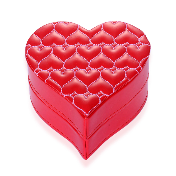 Red Heart Shape 2 Layer Jewellery Box (Size 13x13x8 Cm)