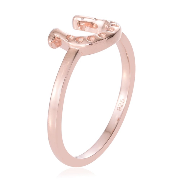 Silver Horseshoe Ring in Rose Gold Overlay
