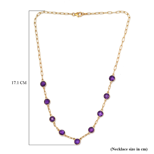 Amethyst Necklace (Size - 18) in 14K Gold Overlay Sterling Silver 9.87 Ct, Silver Wt. 5.50 Gms