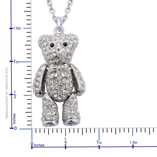 White and Black Austrian Crystal Teddy Bear Pendant with Chain in Silver  Tone (Size 20) - 2315507 - TJC