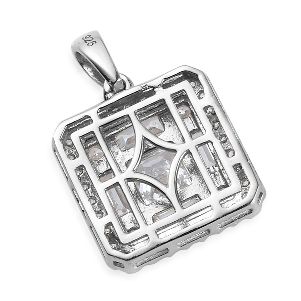 Lustro Stella Platinum Overlay Sterling Silver Pendant Made with Finest CZ 4.99 Ct.
