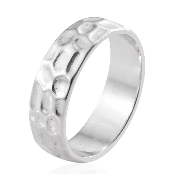 Silver 6mm Texture Band Ring in Platinum Overlay, Silver Wt. 4.29 Gms.
