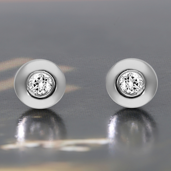 14K White Gold SGL Certified Diamond (I2/G-H) Stud Earrings (with Push Back) 0.10 Ct.
