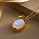 Rainbow Moonstone Circle Pendant with Chain (Size 20) in 14K Gold Overlay Sterling Silver