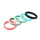 MP Set of 5 -  Grey, Midnight Blue, Mint, Turquoise and Coral Colour Band Ring (Size S)