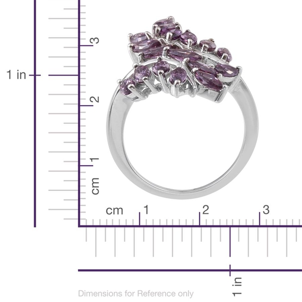 AAA Simulated Amethyst (Mrq) Leaves Crossover Ring in ION Plated Platinum Bond