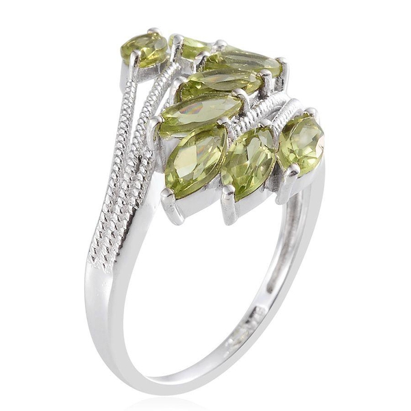 AA Hebei Peridot (Mrq) Ring in Platinum Overlay Sterling Silver 2.400 Ct.