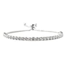Simulated Diamond Bracelet (Size 6-9 inch Adjustable) in Silver Tone