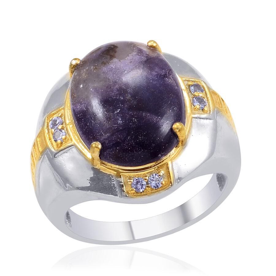Designer Collection Utah Tiffany Stone (Ovl 10.85 Ct), Tanzanite Ring in 14K YG and Platinum Overlay
