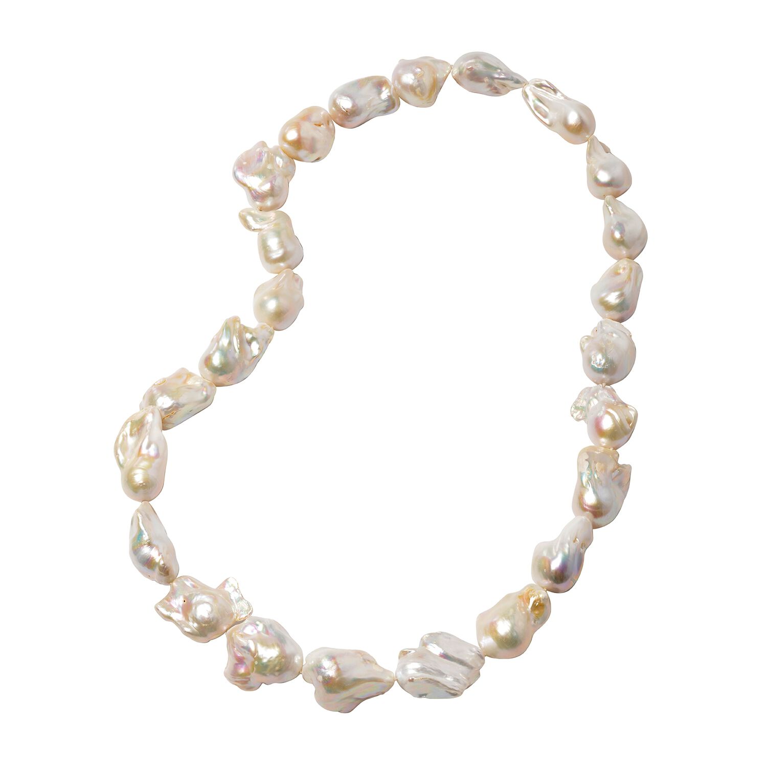 White Baroque Pearl Beaded Necklace 