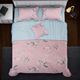 4 Piece Set - SERENITY NIGHT 100% Mulberry Silk Quilt with 100% Cotton Floral Printed Cover, 2 Pillow Cases and 1 Cushion Cover - Pink and White (Size 200x200cm; Double)