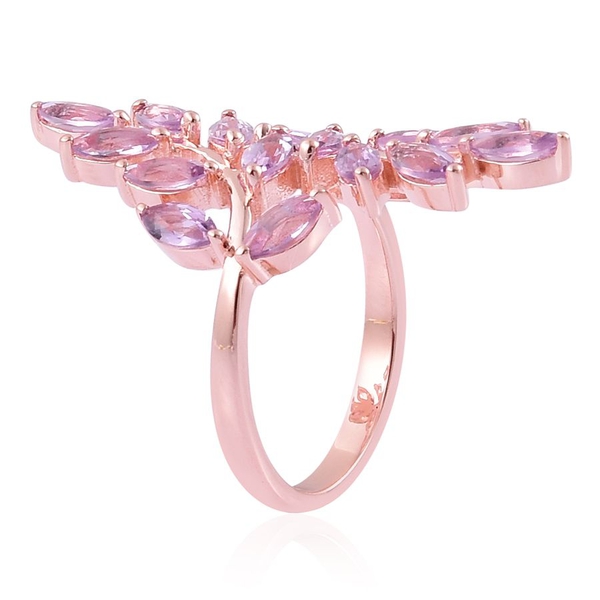 Rose De France Amethyst (Mrq) Leaves Crossover Ring in Rose Gold Overlay Sterling Silver 2.000 Ct.