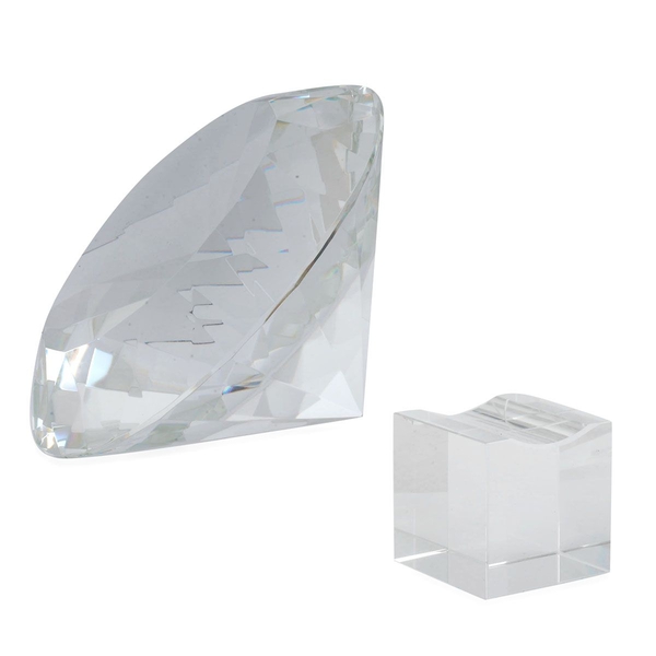 TJC Exclusive Diamond Cut White Glass Crystal with Stand (20cms) in a Gift Box