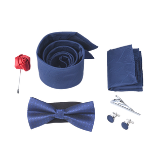 Gift Set (Includes Cufflink, Bow Tie, Scarf, Tie Bar, Brooch, Tie) - Navy Blue