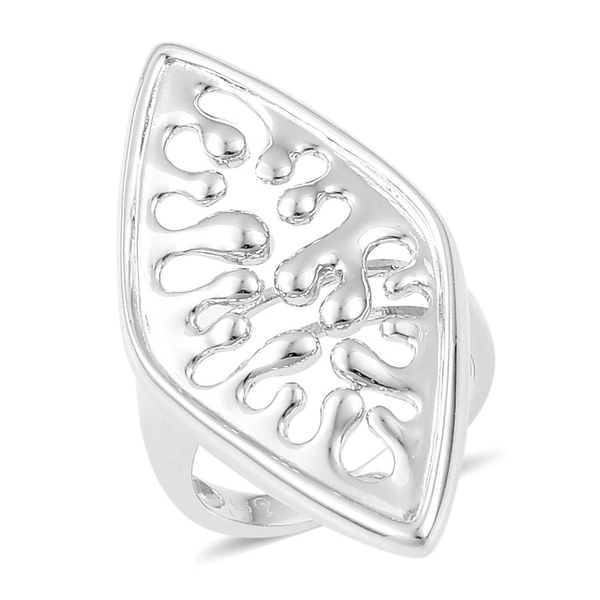 LucyQ Oval Wave Ring in Rhodium Plated Sterling Silver 6.70 Gms.