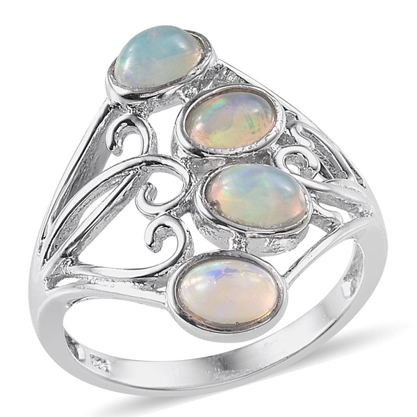 Ethiopian Welo Opal (Ovl) Ring in Platinum Overlay Sterling Silver 1.000 Ct.