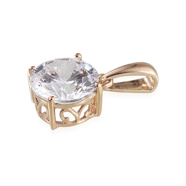 9K Y Gold (Rnd) Solitaire Pendant Made with Finest CZ