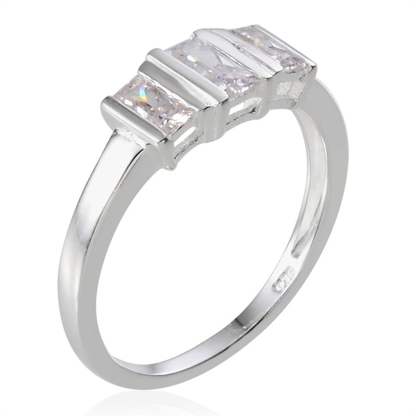 Lustro Stella - Sterling Silver (Bgt) 3 Stone Ring Made with Finest CZ
