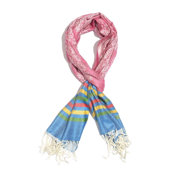 New for Season - Pink, Rainbow and Multi Colour Scarf with Fringes at the Bottom (Size 180x70 Cm)