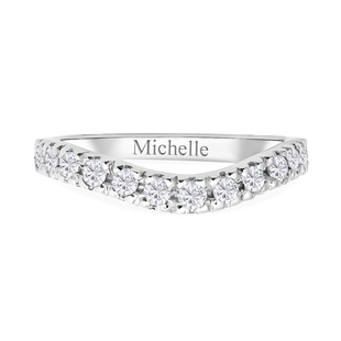 Persoanalised Engravable Moissanite Ring in Rhodium Plated Sterling Silver 0.45 Ct.