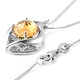 Galatea DavinChi Cut Collection - Citrine, Chrome Diopside, Mozambique Garnet and Natural Cambodian Zircon Pendant with Chain (Size 18) in Rhodium Overlay Sterling Silver