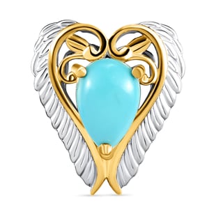 Arizona Sleeping Beauty Turquoise Heart Pendant in Two Tone Overlay Sterling Silver 1.08 Ct.