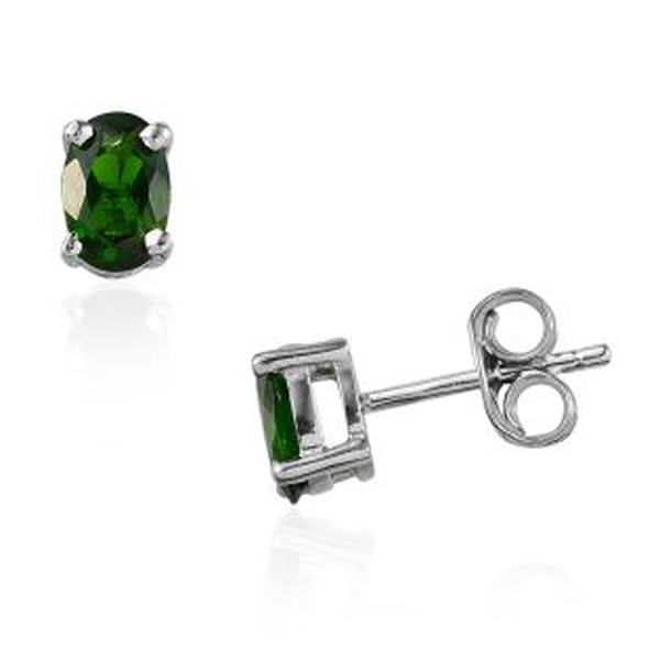 Chrome Diopside (Ovl) Stud Earrings (With Push Back) in Platinum Overlay Sterling Silver 1.000 Ct.