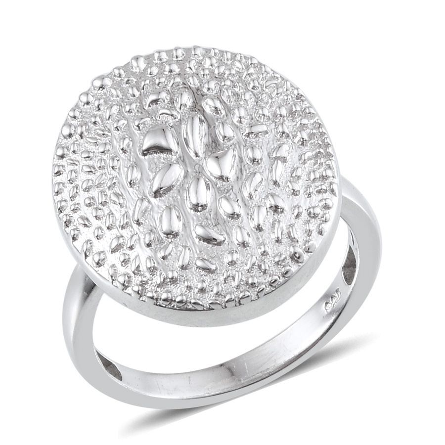 Platinum Overlay Sterling Silver Rocky Shores Ring, Silver wt 7.00 Gms.