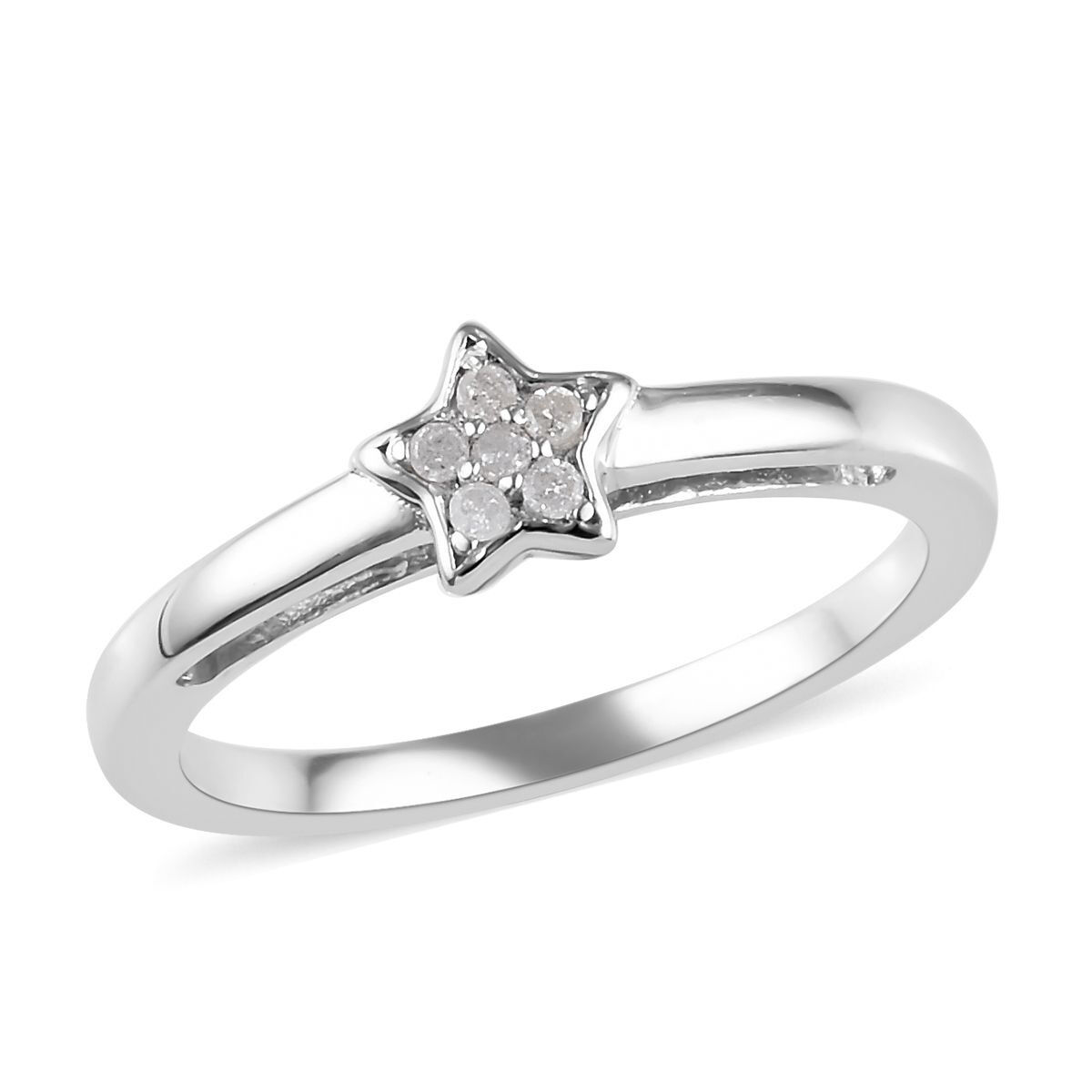 Diamond Star Stackable Platinum Overlay Sterling Silver