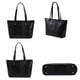 4 Piece Set - PASSAGE Croc Embossed Tote Bag (Size 33x27x10 Cm), Crossbody Bag (Size 26x19x8 Cm), Clutch Bag (Size 25x16 Cm) and Wallet (Size 20x10x2 Cm) - Black