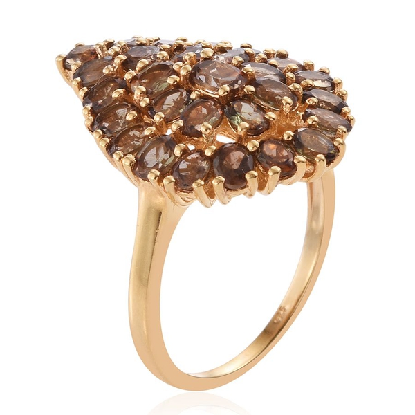 Jenipapo Andalusite (Ovl) Cluster Ring in 14K Gold Overlay Sterling Silver 4.500 Ct. Silver wt 5.22 Gms.