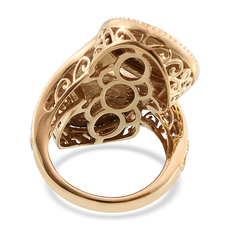 Stefy Pink Sapphire (Rnd) Crossover Ring with Coin in 14K Gold Overlay Sterling Silver