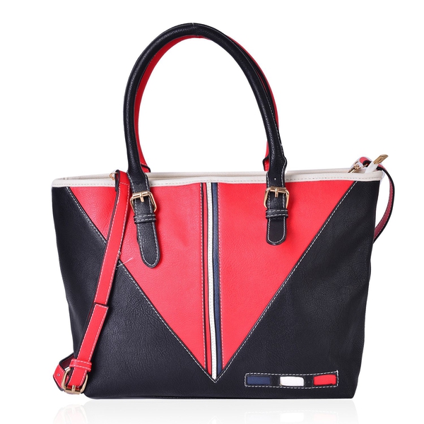 Close Out Deal Designer Inspired Red, Black Colour Tote Bag with Adjustable and Removable Shoulder S