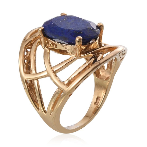 Lapis Lazuli (Ovl) Solitaire Ring in 14K Gold Overlay Sterling Silver 6.000 Ct.