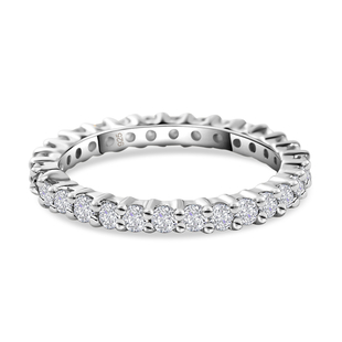 Moissanite Band Ring in Platinum Overlay Sterling Silver 1.00 Ct.