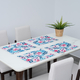 Set of 4 - Waterproof Floral Pattern Kitchen Placemat (Size:41x29Cm) - Sky Blue and Multi