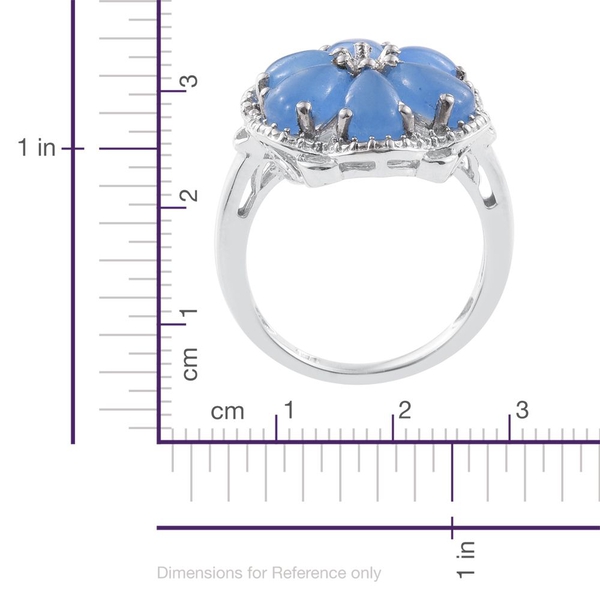 Blue Jade (Pear), Natural Cambodian Zircon Floral Ring in Platinum Overlay Sterling Silver 6.000 Ct.