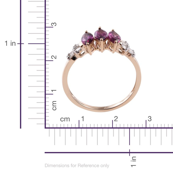 9K Y Gold Rare AAA Mozambique Grape Colour Garnet (Mrq), Diamond Ring 1.500 Ct.