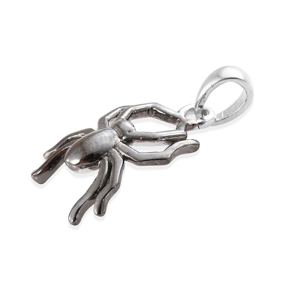 Platinum Overlay and Black Plating Sterling Silver Spider Pendant