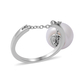 White Freshwater Pearl Chain Ring in Rhodium Overlay Sterling Silver