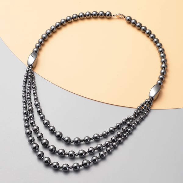 Hong Kong Close Out- Hematite Necklace (Size 20) in Silver Tone