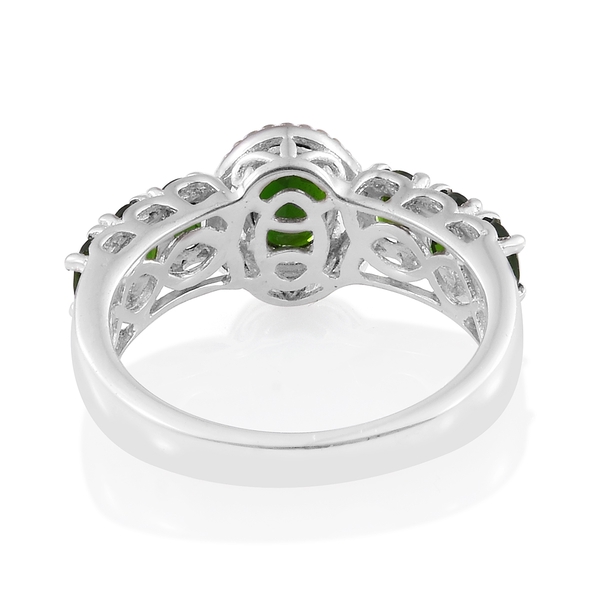 GP Chrome Diopside (Ovl), Blue Sapphire Ring in Platinum and Yellow Gold Overlay Sterling Silver 2.250 Ct.