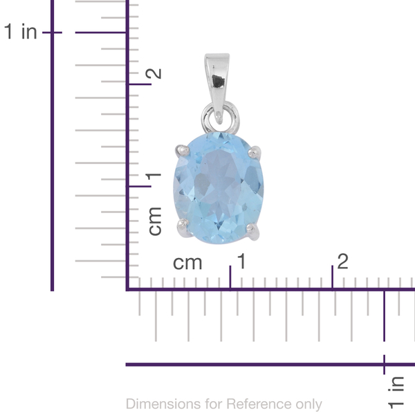 (Option 1) AAA Sky Blue Topaz (Ovl) Solitaire Pendant in Sterling Silver 4.500 Ct.